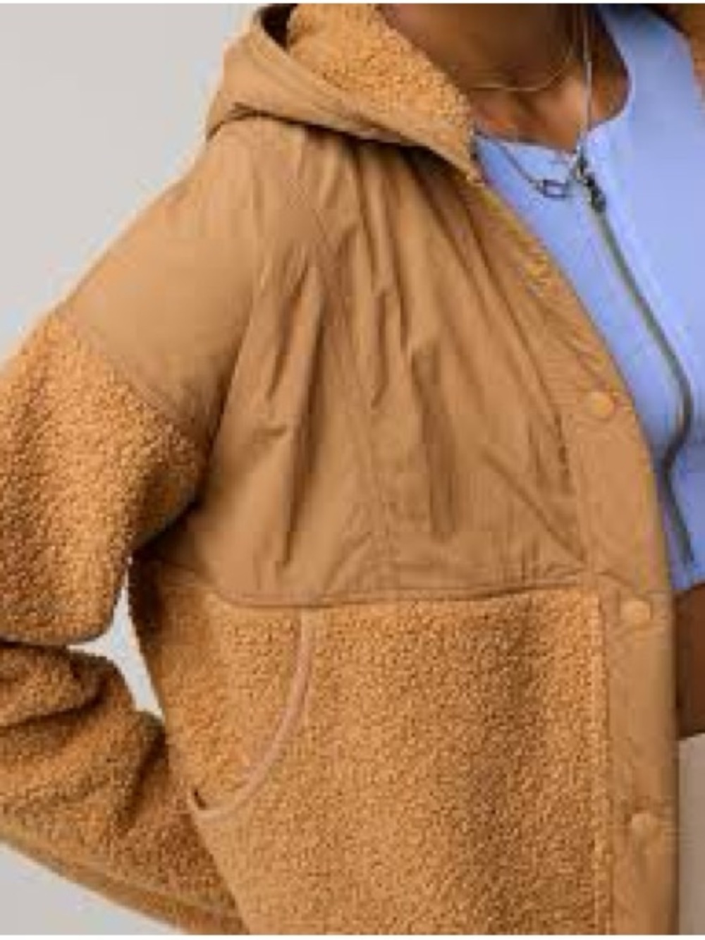 Offline By Aerie Fluff Love Sherpa Jacket Women's Large Brown Hooded Soft Cozy